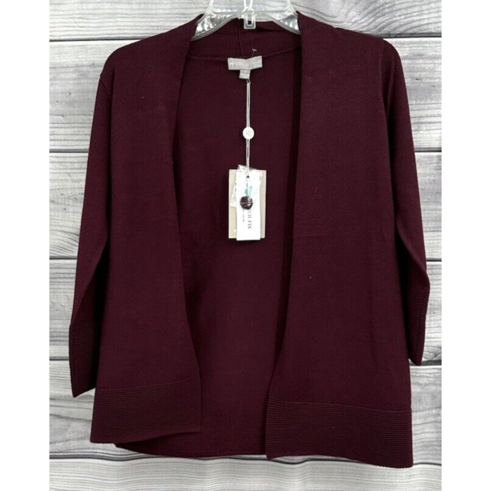 EVOLUTION OPEN FRONT LIGHTWEIGHT CARDIGAN SWEATER Women's Size XS WINE COLOR‎